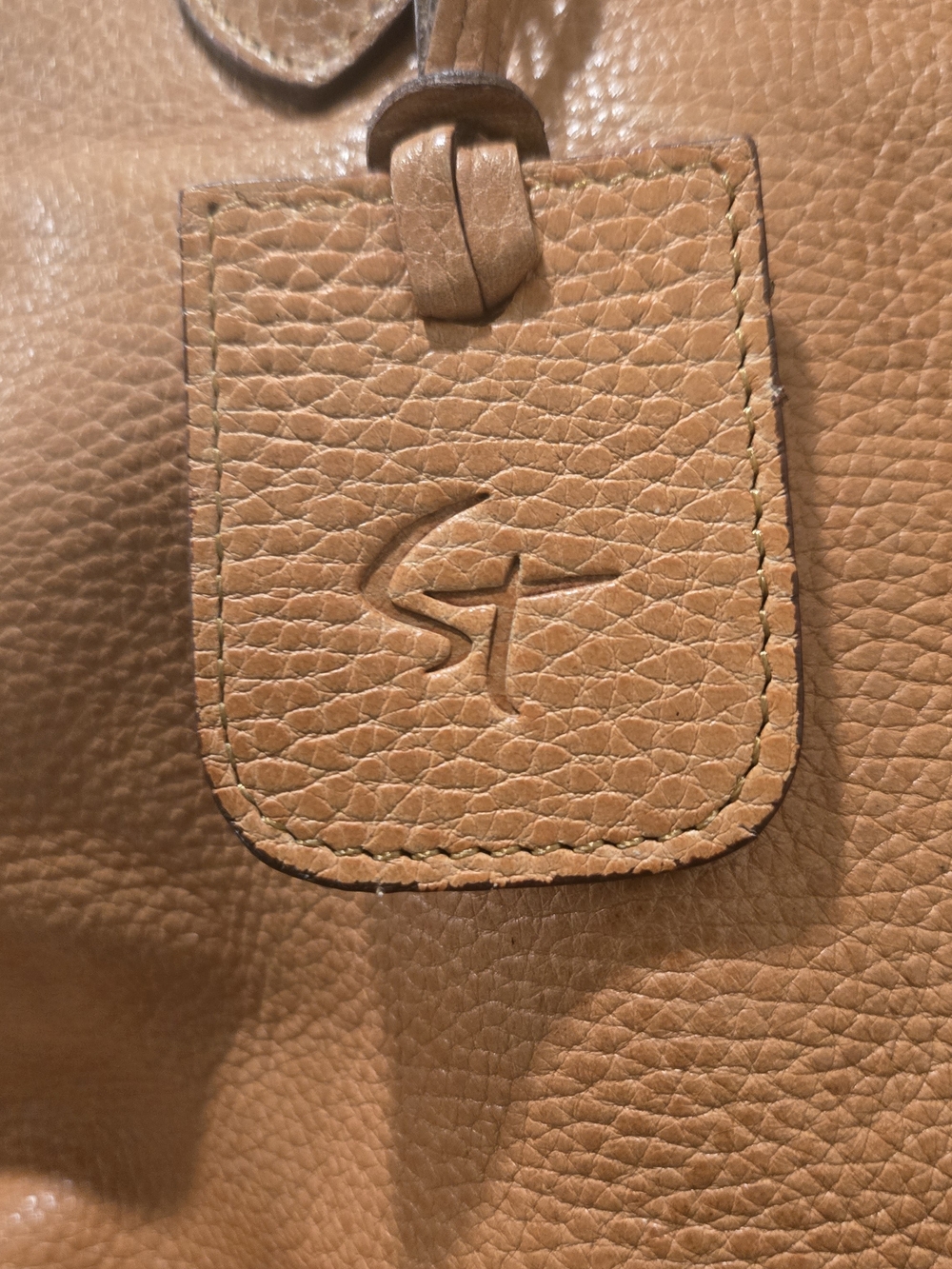Susie Tompkins Large Pebbled Leather Tote in Tan - Picture 4 of 9
